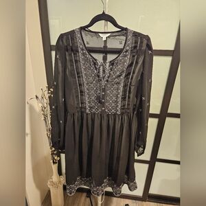 Time and Tru Elegant Black Embroidered Dress